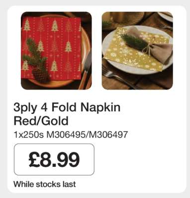 3ply 4 fold Napkin Red/Gold