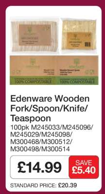 Edenware Wooden Fork/Spoon/Knife/Teaspoon