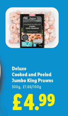 Deluxe Cooked and Peeled Jumbo King Prawns