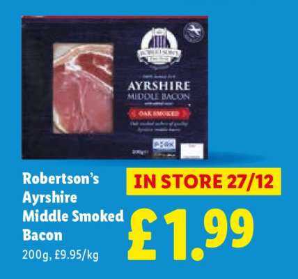 Robertson’s Ayrshire Middle Smoked Bacon