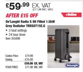 De'Longhi Radia S Oil Filled 1.5kW Grey Radiator TRRS0715E.G