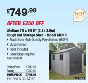 Lifetime 7ft x 9ft 6" (2.1 x 2.9m) Rough Cut Storage Shed - Model 60310