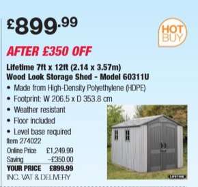 Lifetime 7ft x 12ft (2.14 x 3.57m) Wood Look Storage Shed - Model 60311U