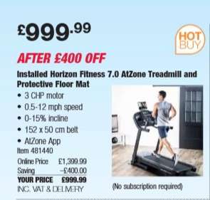 Installed Horizon Fitness 7.0 ATZone Treadmill and Protective Floor Mat