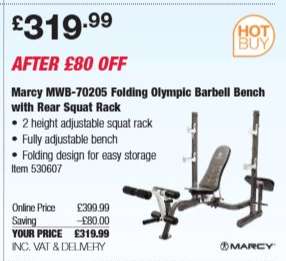Marcy MWB-70205 Folding Olympic Barbell Bench with Rear Squat Rack