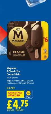 Magnum 6 Classic Ice Cream Sticks