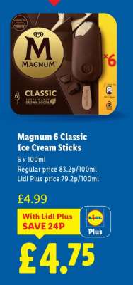Magnum 6 Classic Ice Cream Sticks