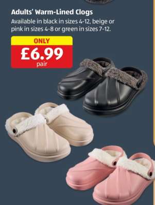 Adults’ Warm-Lined Clogs