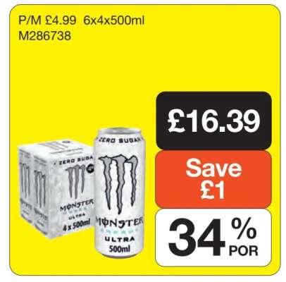 Monster Ultra 6x4x500ml