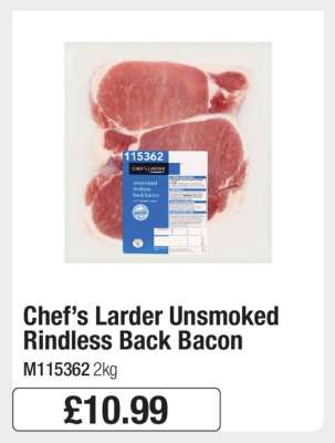 Chef’s Larder Unsmoked Rindless Back Bacon