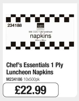 Chef’s Essentials 1 Ply Luncheon Napkins