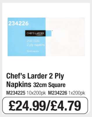 Chef’s Larder 2 Ply Napkins 32cm Square