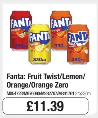 Fanta: Fruit Twist/Lemon/Orange/Orange Zero