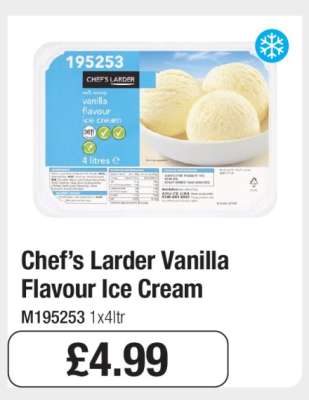 Chef’s Larder Vanilla Flavour Ice Cream