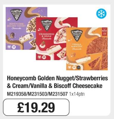 Honeycomb Golden Nugget/Strawberries & Cream/Vanilla & Biscoff Cheesecake