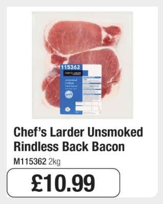 Chef’s Larder Unsmoked Rindless Back Bacon