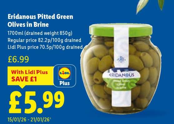 Eridanous Pitted Green Olives in Brine