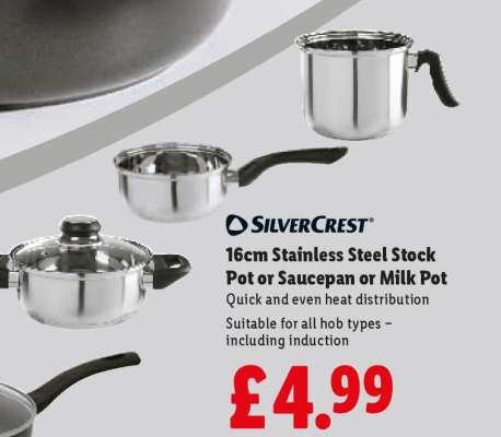 SilverCrest 16cm Stainless Steel Stock Pot or Saucepan or Milk Pot