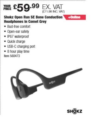 Shokz Open Run SE Bone Conduction Headphones in Comet Grey