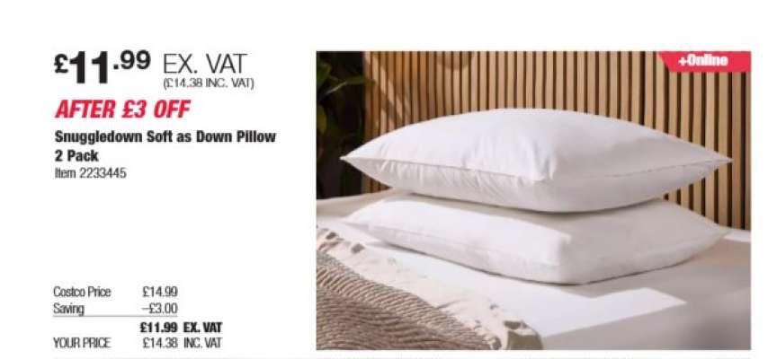 Snuggledown Soft as Down Pillow 2 Pack