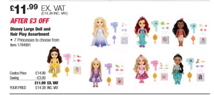 Disney Large Doll and Hair Play Assortment
