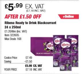 Ribena Ready to Drink Blackcurrant 24 x 250ml