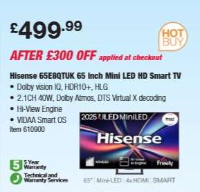 Hisense 65E8QTUK 65 Inch Mini LED HD Smart TV