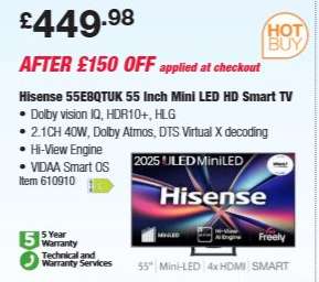 Hisense 55E8QTUK 55 Inch Mini LED HD Smart TV
