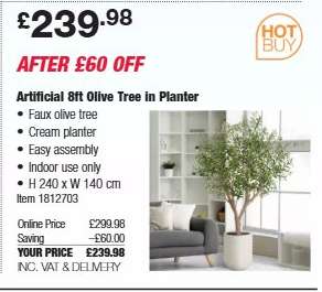Artificial 8ft Olive Tree in Planter
