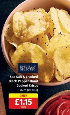Sea Salt & Cracked Black Pepper Hand Cooked Crisps