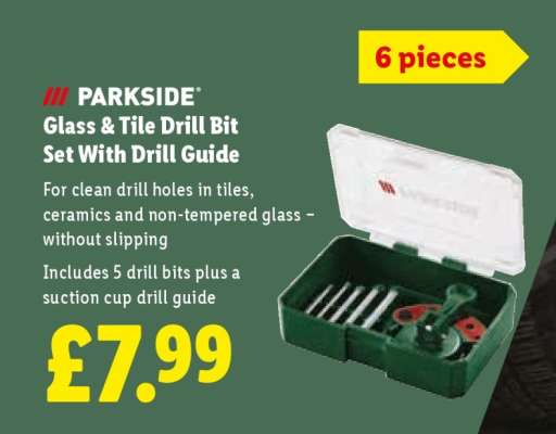 PARKSIDE Glass & Tile Drill Bit Set With Drill Guide