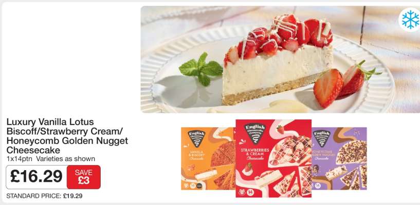 Luxury Vanilla Lotus Biscoff/Strawberry Cream/Honeycomb Golden Nugget Cheesecake