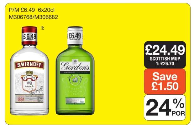 Smirnoff Vodka & Gordon's Gin