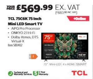 TCL 75C6K 75 Inch Mini LED Smart TV