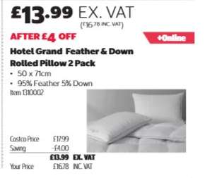 Hotel Grand Feather & Down Rolled Pillow 2 Pack