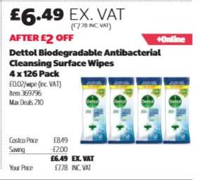 Dettol Biodegradable Antibacterial Cleansing Surface Wipes 4 x 126 Pack