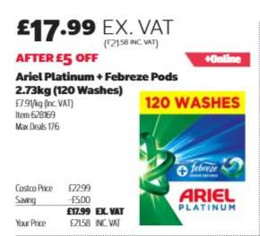 Ariel Platinum + Febreze Pods 2.73kg (120 Washes)