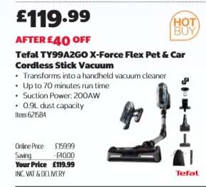Tefal TY99A2GO X-Force Flex Pet & Car Cordless Stick Vacuum