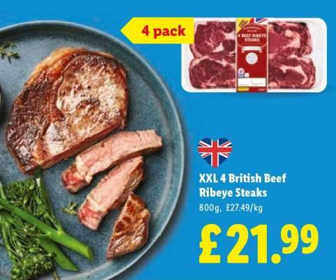 XXL 4 British Beef Ribeye Steaks