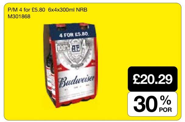 Budweiser 6x4x300ml NRB