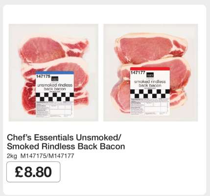 Chef’s Essentials Unsmoked/Smoked Rindless Back Bacon