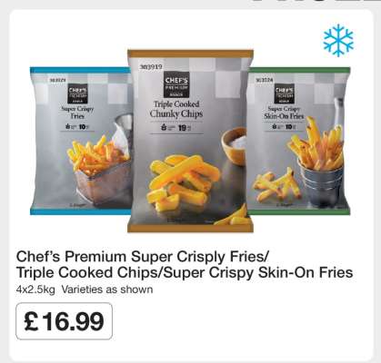 Chef’s Premium Super Crisply Fries/Triple Cooked Chips/Super Crispy Skin-On Fries