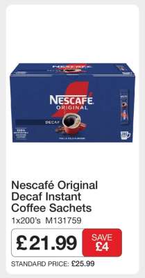 Nescafé Original Decaf Instant Coffee Sachets