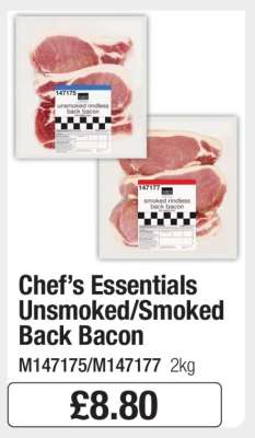 Chef’s Essentials Unsmoked/Smoked Back Bacon