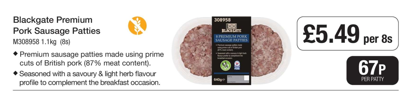 Blackgate Premium Pork Sausage Patties