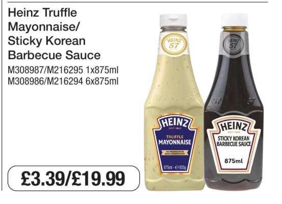 Heinz Truffle Mayonnaise/Sticky Korean Barbecue Sauce