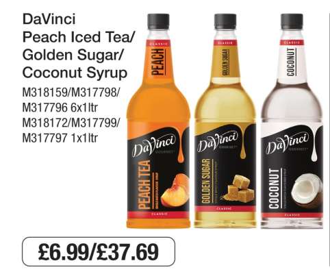 DaVinci Peach Iced Tea/Golden Sugar/Coconut Syrup
