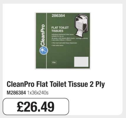 CleanPro Flat Toilet Tissue 2 Ply