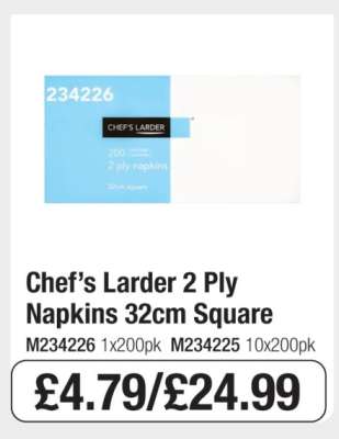 Chef’s Larder 2 Ply Napkins 32cm Square