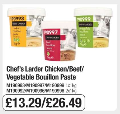 Chef’s Larder Chicken/Beef/Vegetable Bouillon Paste